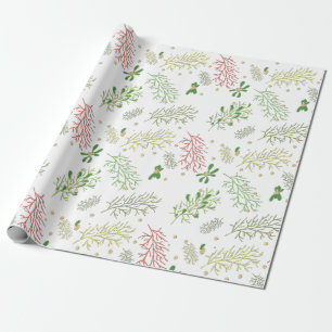 Weihnachten mit Mistelzweig Geschenkpapier