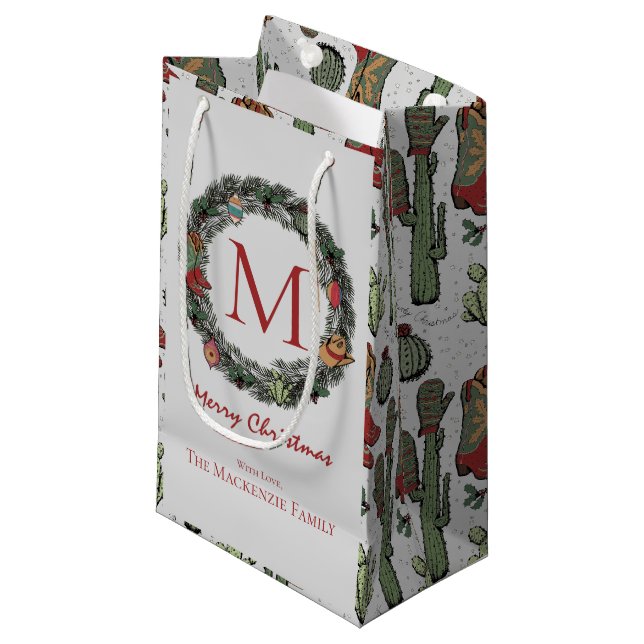 Weihnachten Mit Monogramm Kleine Geschenktüte (Vorderseite Schrägansicht)