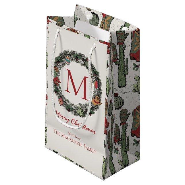 Weihnachten Mit Monogramm Kleine Geschenktüte (Vorderseite Schrägansicht)