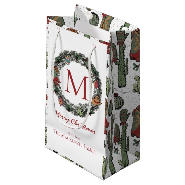 Weihnachten Mit Monogramm Kleine Geschenktüte (Vorderseite Schrägansicht)