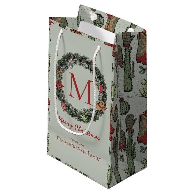 Weihnachten Mit Monogramm Kleine Geschenktüte (Vorderseite Schrägansicht)