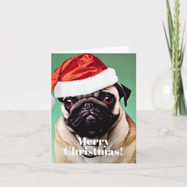 Weihnachten mit Mops-Hund (Vorderseite)