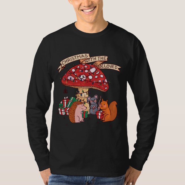 Weihnachten mit Mushroom Squirrel Mouse und M T-Shirt (Vorderseite)