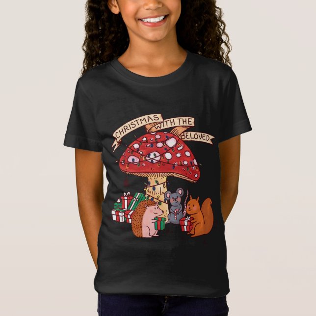 Weihnachten mit Mushroom Squirrel Mouse und M T-Shirt (Vorderseite)