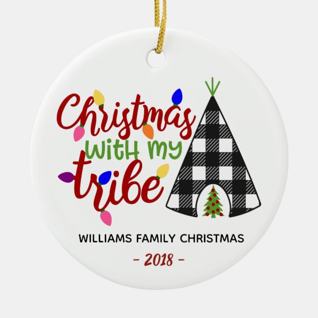 Weihnachten mit Personalisiertem Familiengeschenk  Keramik Ornament (Vorne)