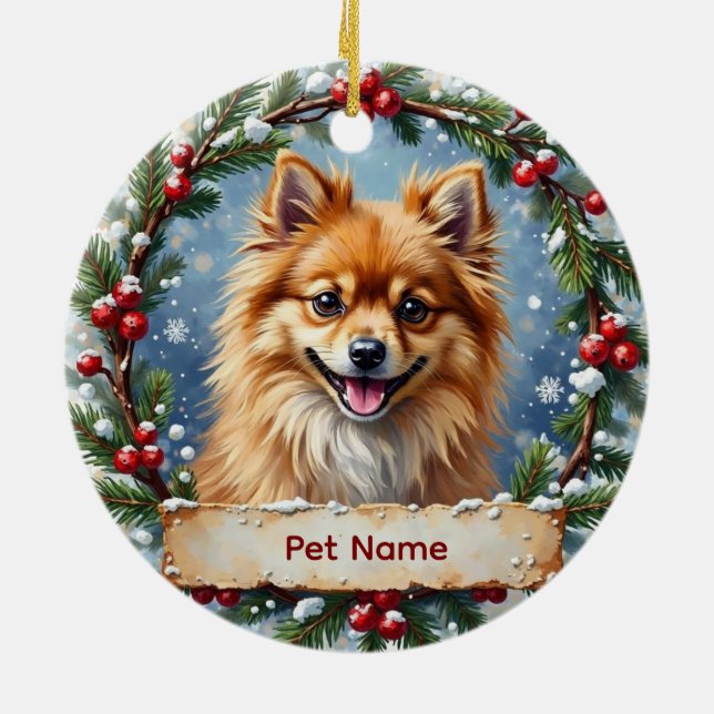 Weihnachten mit Pomeranian Keramik Ornament (Hinten)