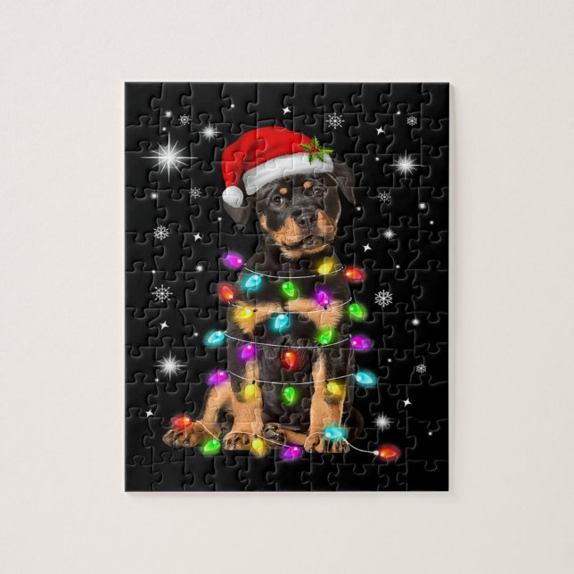 Weihnachten mit Rottweiler Hund Puzzle (Vertikal)