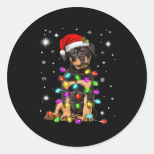 Weihnachten mit Rottweiler Hund Runder Aufkleber