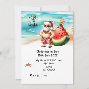 Weihnachten mit SANTA CLAUS Save the Date im Juli Einladung