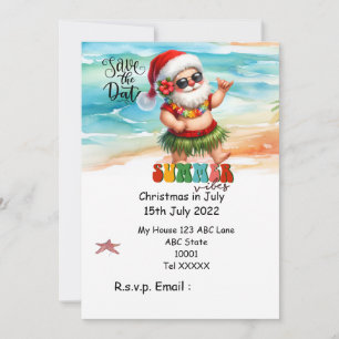 Weihnachten mit SANTA CLAUS Save the Date im Juli Einladung