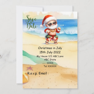 Weihnachten mit SANTA CLAUS Save the Date im Juli Einladung