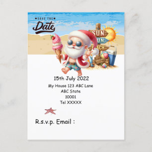 Weihnachten mit SANTA CLAUS Save the Date im Juli Postkarte