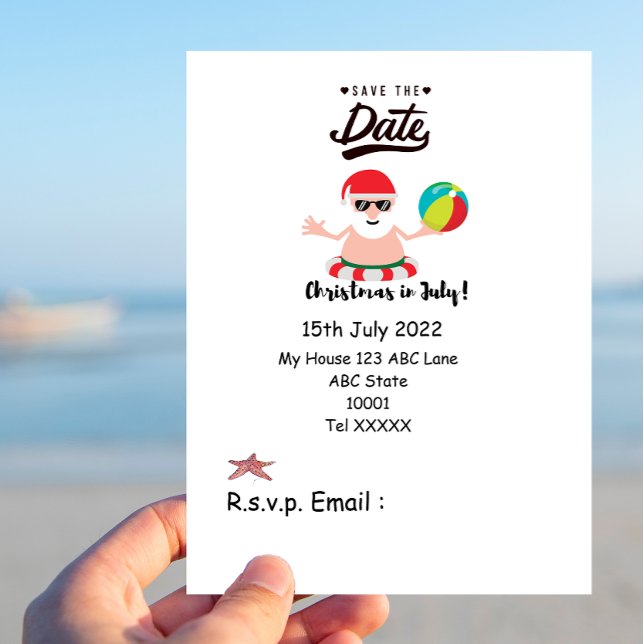 Weihnachten mit SANTA CLAUS Save the Date im Juli Postkarte (Von Creator hochgeladen)