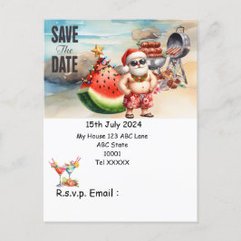 Weihnachten mit SANTA CLAUS Save the Date im Juli Postkarte