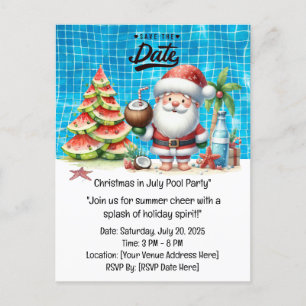 Weihnachten mit SANTA CLAUS Save the Date im Juli Postkarte