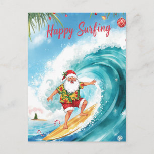 Weihnachten mit SANTA CLAUS surfen Postkarte