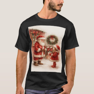 Weihnachten mit Santa und kleinen Mädchen T-Shirt