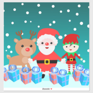 WEIHNACHTEN MIT SANTA UND SEINEN FREUNDEN AUFKLEBER