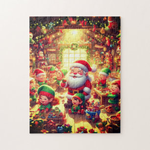 Weihnachten mit Santa und seinen süßen kleinen Elf Puzzle