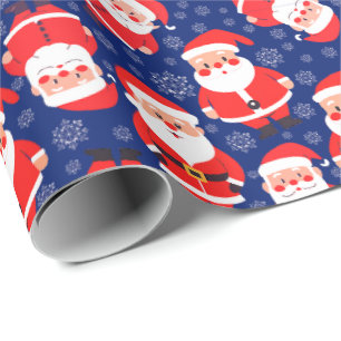 Weihnachten mit Schneeflocken Navy Blue Santa Geschenkpapier