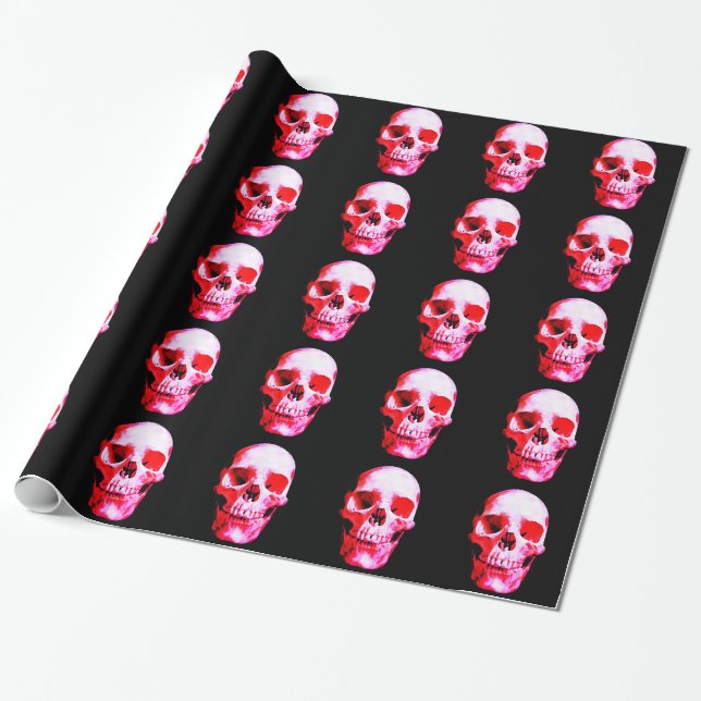 Weihnachten mit schwarzem Skull Geschenkpapier (Ungerollt)