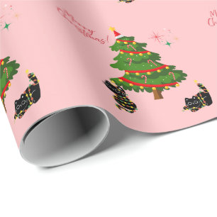 Weihnachten mit schwarzen Katzen Geschenkpapier