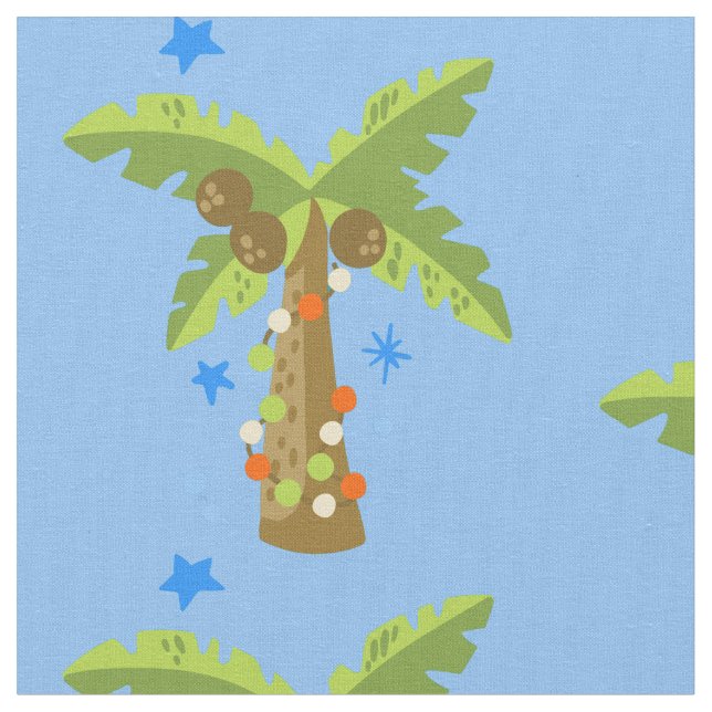 Weihnachten mit tropischen Palmen Stoff (Nahaufnahme)