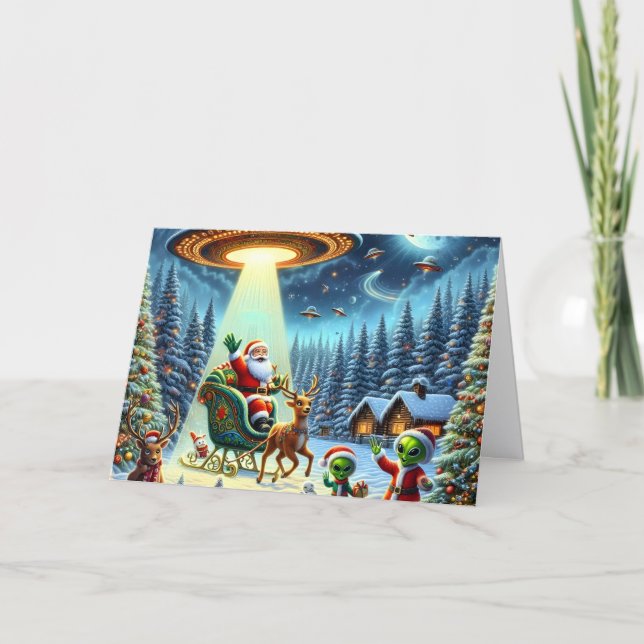 Weihnachten mit UFO-Alienhelfern des Weihnachtsman (Vorderseite)
