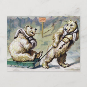 Weihnachten mit viktorianischen Eisbären Postkarte