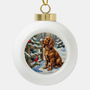 Weihnachten mit Vintage-Cocker-Spaniel und Kardina Keramik Kugel-Ornament