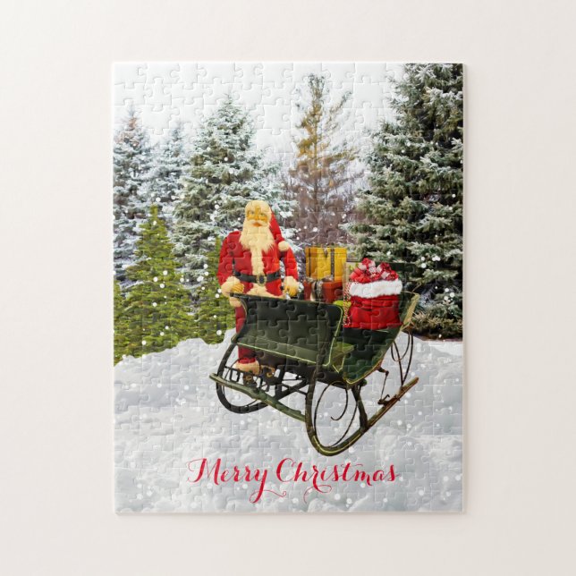 Weihnachten mit Vintage-Weihnachtsmann und seinem  Puzzle (Vertikal)