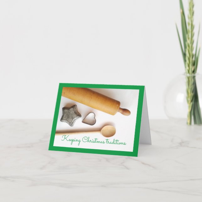 Weihnachten mit Vintagen Backwerkzeugen Karte (Vorderseite)