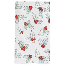 Weihnachten mit Wasserfarben-Stechpalmenblättern u