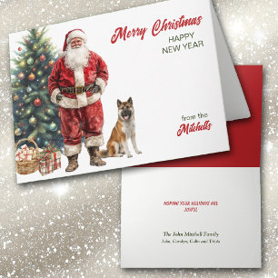 Weihnachten mit Weihnachtsmann und Akita-Hund