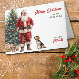Weihnachten mit Weihnachtsmann und Beagle-Hund