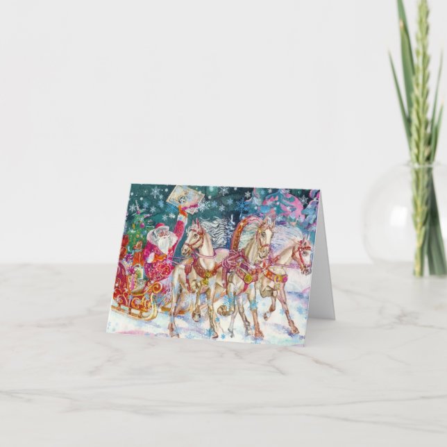 Weihnachten mit Weihnachtsmann und Pferden (Vorderseite)