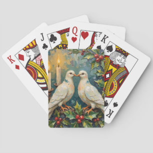 Weihnachten mit weißen Tauben und Stechpalmen-Girl Spielkarten