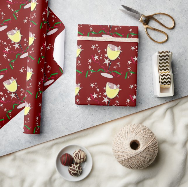 Weihnachten mit Weißwein Geschenkpapier (Kunsthandwerk)