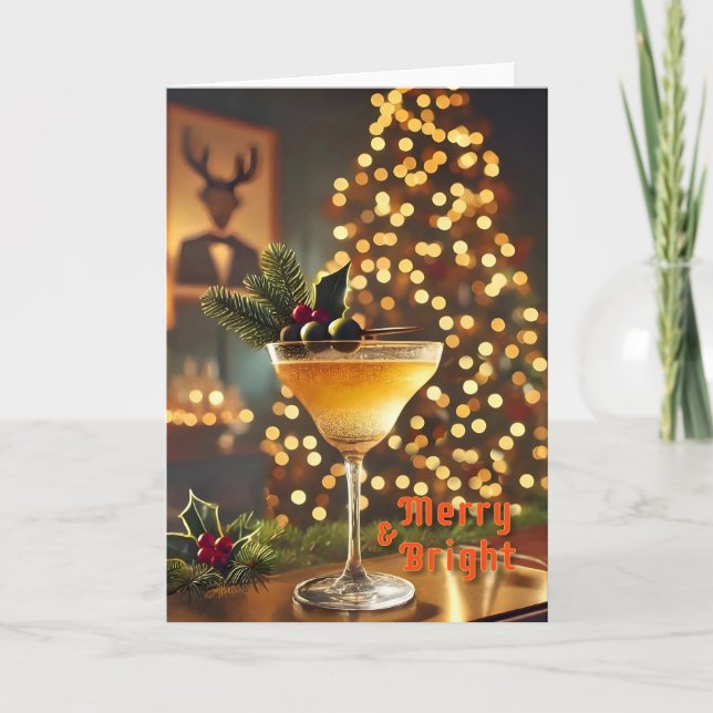 Weihnachten Mitte des Jahrhunderts Merry & Bright  Karte (Vorderseite)