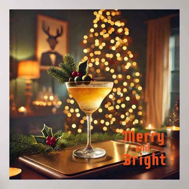 Weihnachten Mitte des Jahrhunderts Merry & Bright  Poster (Vorne)