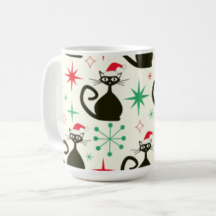 Weihnachten Mitte des Jahrhunderts Retro Atomkatze Kaffeetasse