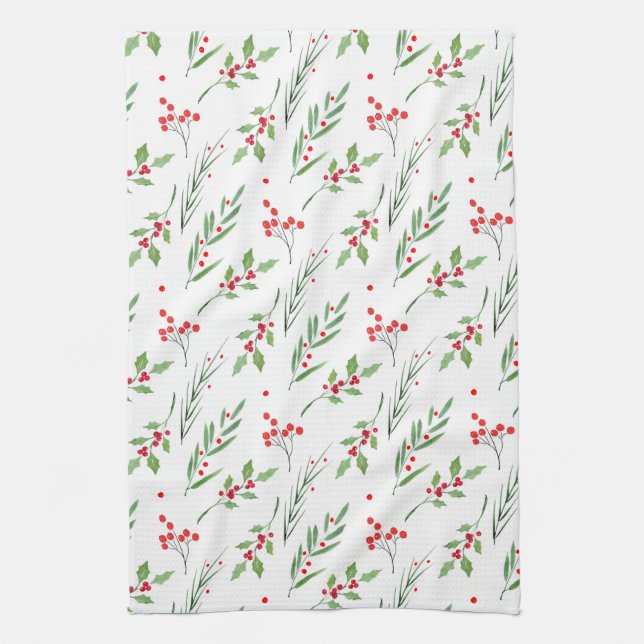 Weihnachten Mixed Botanical Pattern Küchentuch (Vertikal)