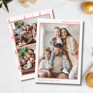 Weihnachten Modern 4 Familie Foto-Collage Rosa