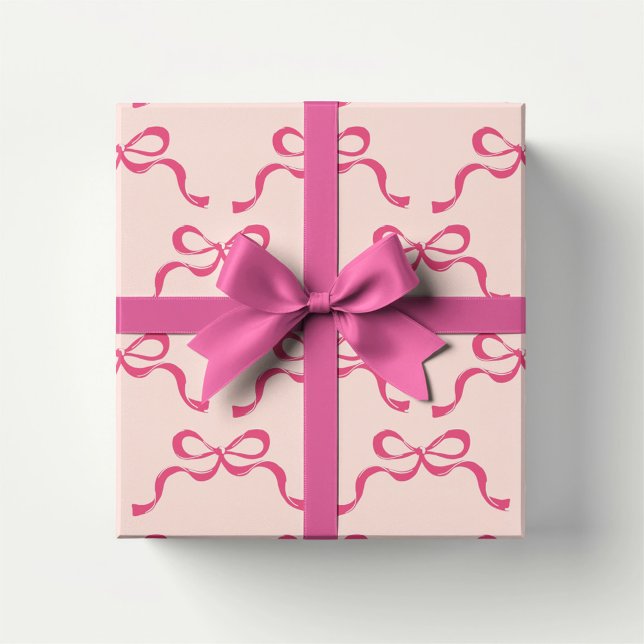 Weihnachten Modern Pink Holiday Bows Geschenkpapier Set (Von Creator hochgeladen)