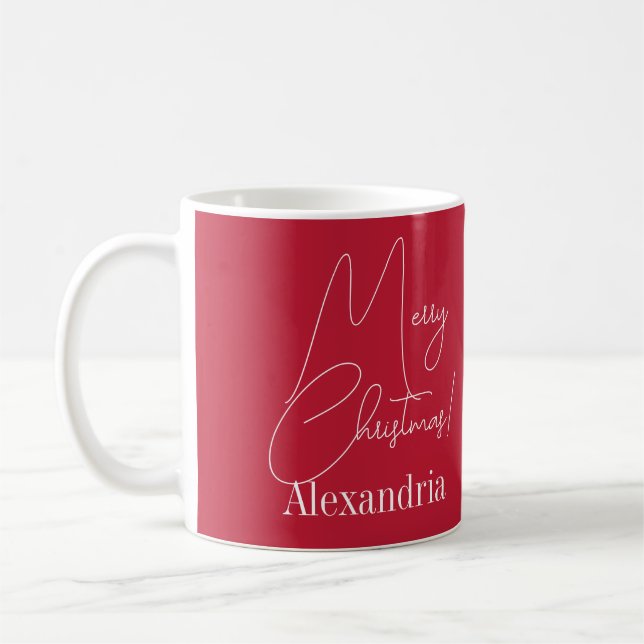 Weihnachten Modern Red Personalisiert Kaffeetasse (Links)
