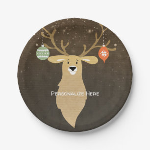 Weihnachten Modern Rustikal Winter Hirsche Festlic Pappteller