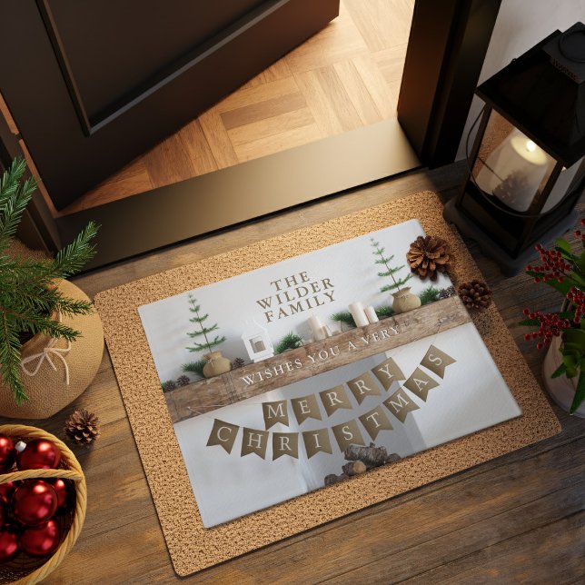 Weihnachten Modern Scandi Familie Name Doormat Fußmatte (A festive and fun doormat for the Holiday Season. Just add your name)
