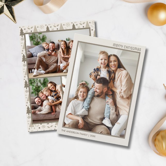 Weihnachten Moderne 4 Familienfoto Collage (Christmas Modern 4 Family Photo Collage Holiday Card)