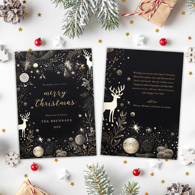 Weihnachten Moderne Elegante Festlich Schwarz Einz (Christmas Modern Elegant Festive Black Unique Holiday Card)