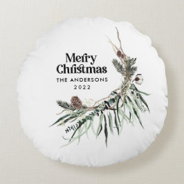 Weihnachten Moderne elegante Wasserfarbe botanisch Rundes Kissen